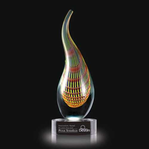 Hand-Blown Art Glass Geometric Flame Award.
