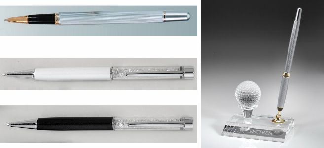 Crystal golf ball pen set with 3 pens to choose from on our website