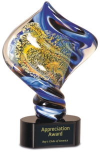 Art Glass Twist Award Engraved