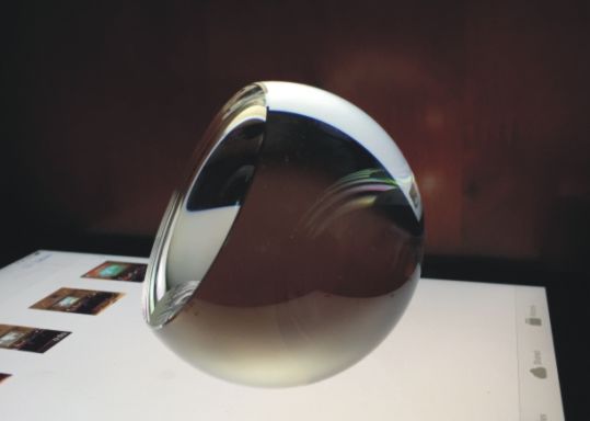 Sliced Crystal Ball Paperweight with Side view