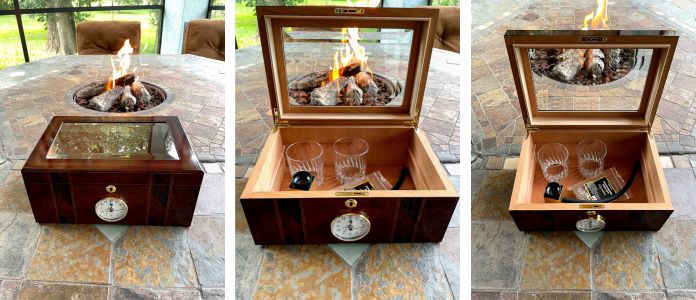 Glass Top Smoker with Three Images